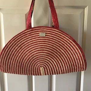 LuLu Guinness Straw Handbag Half Moon Design